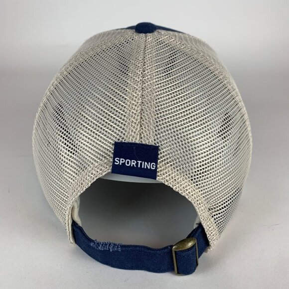 Sporting KC MLS Navy Blue Beige Adidas Relaxed Fit Strapback Hat - Picture 3 of 6